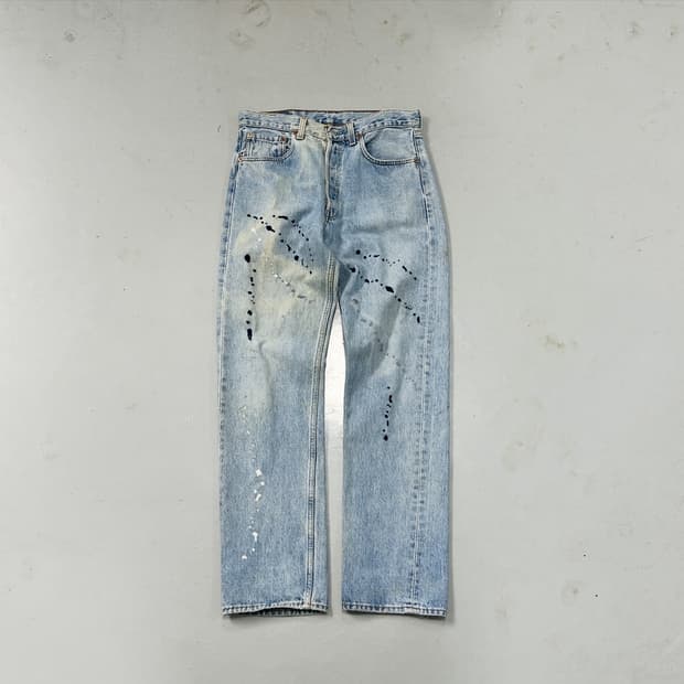 96s 리바이스 501 페인팅 자수 데님 