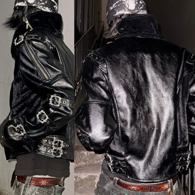 Opium Leather Buckle Rider Jacket (오피움 레