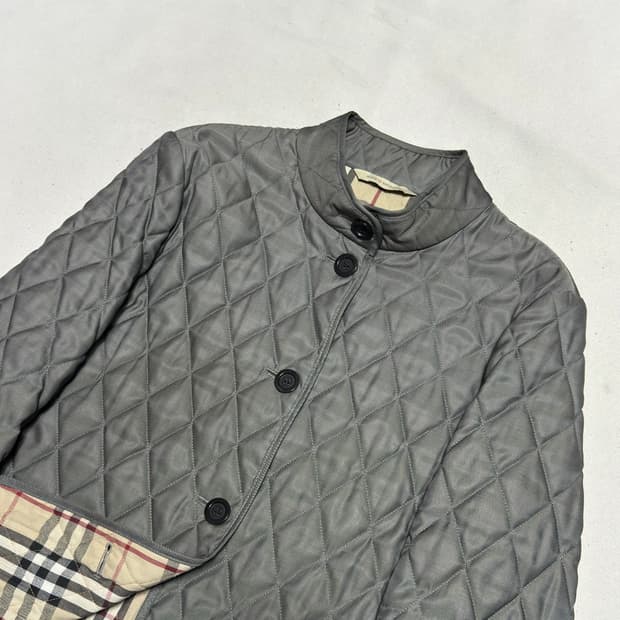 M 버버리 여성용 그레이 퀼팅 자켓