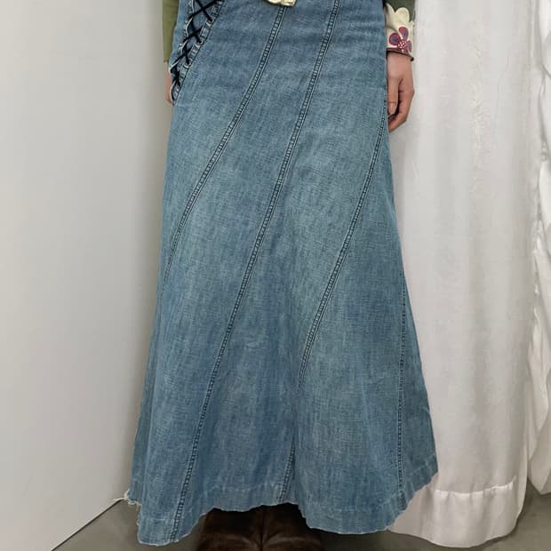 gomme 데님 롱 스커트