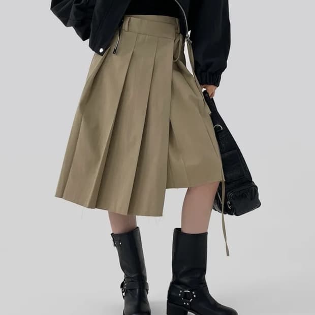 어텀 랩플리츠스커트