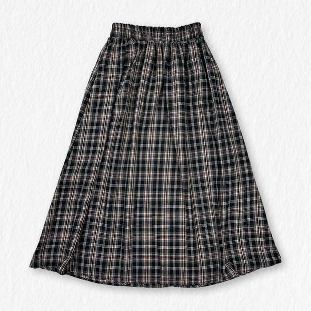 빈티지 체크 밴딩 스커트