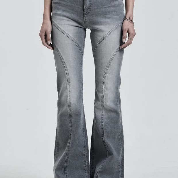 [S] 시너진 라인 워싱 데님 팬츠 그레이