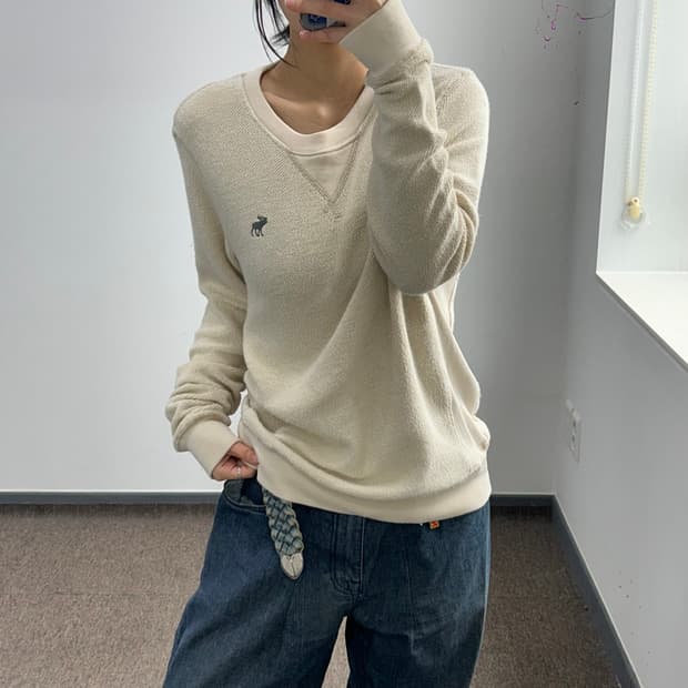 Abercrombie 아베크롬비 그레이 로고 니트