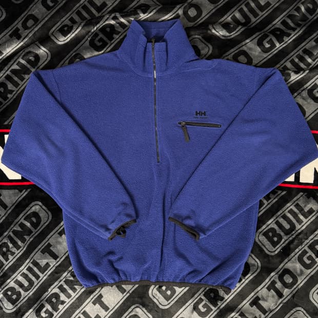 헬리 한센 쿼터 짚 플리스 풀오버 블루 블랙 메이드 인 유에스에이