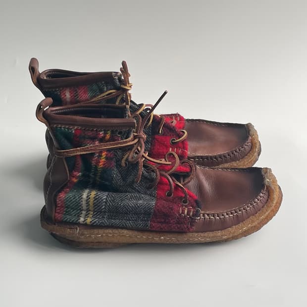 yuketen plaid wool boots