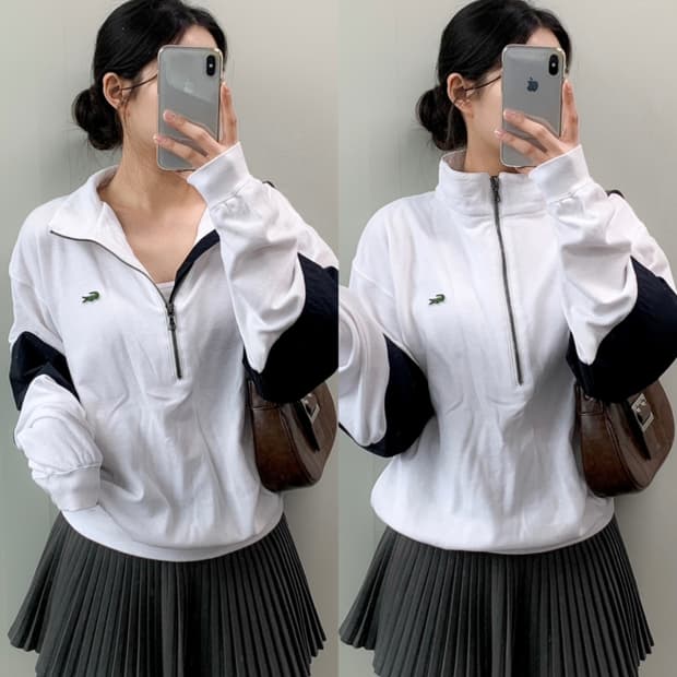 라코스테 반집업 맨투맨