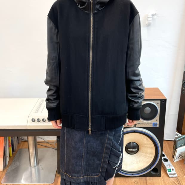 [XL] 아르마니 익스체인지 울 레더 후드 자켓