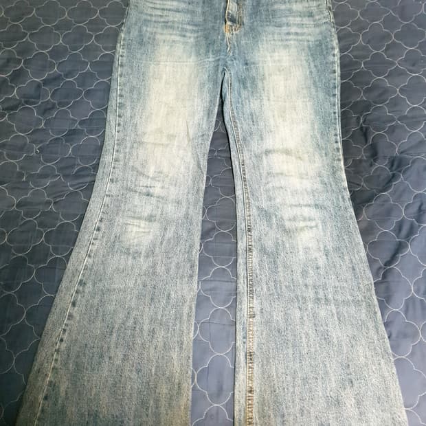 트렌디 어패럴 롱버전 부츠컷 워싱 데님팬츠 미들블루 (L)