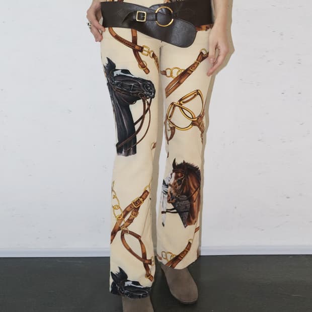 돌체 앤 가바나 레더 벨티드 패턴 부츠컷 팬츠