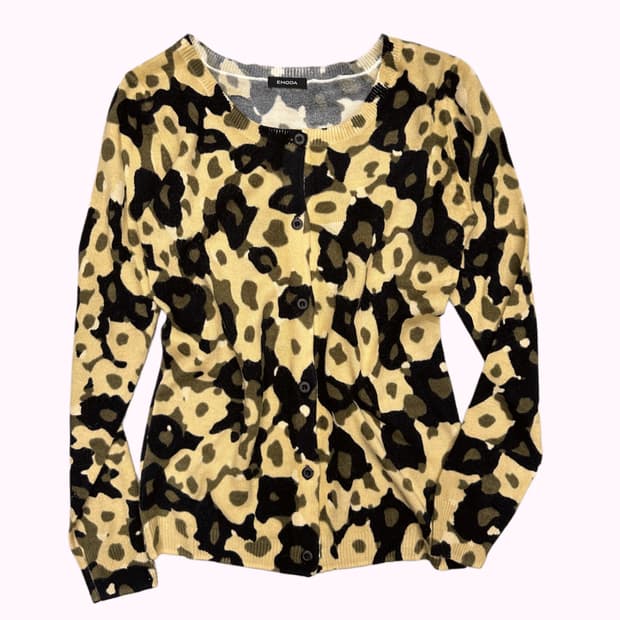 yellow pattern knit cardigan