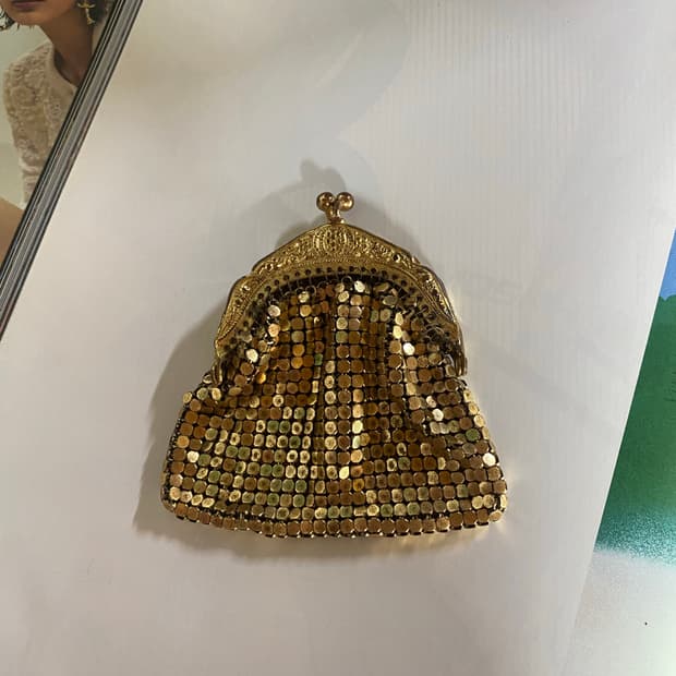 골드 메탈 메시 빈티지 코인 퍼스 지갑