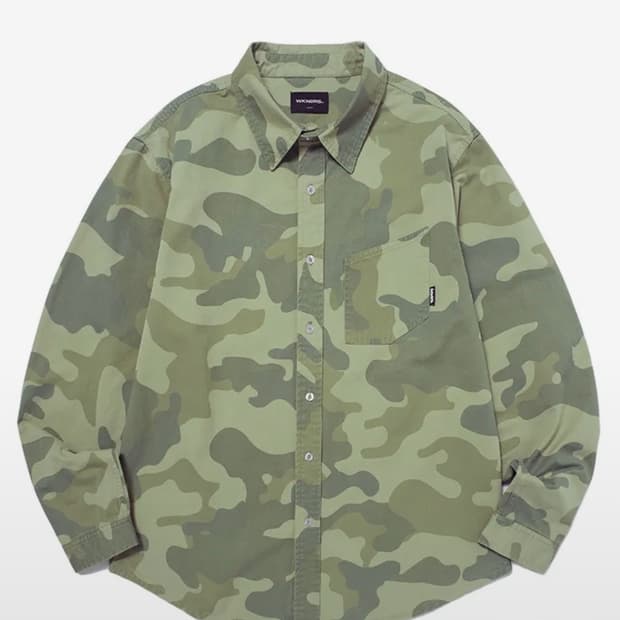 위캔더스x피로 카모 셔츠 m 사이드 판매합니다.