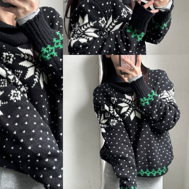 Polo 폴로 랄프로렌 신형 블랙 노르딕 숄카라 니트