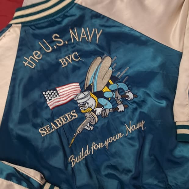 밀리터리 U.S Navy BVC 리버시블 자수 수베니어 스카쟌