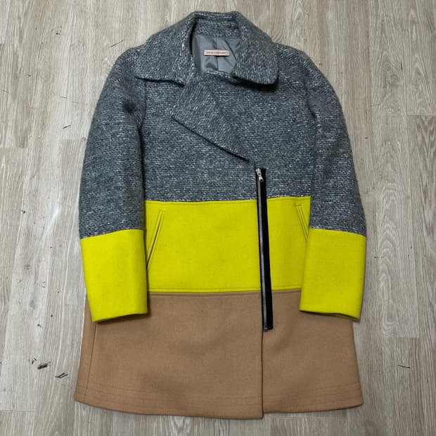 질바이 질스튜어트 여성 배색 모직 집업 헤링본 코트 85-91-160