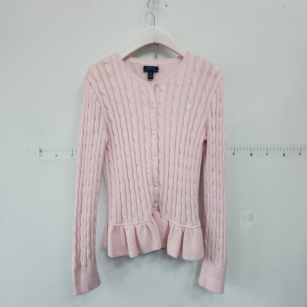 폴로 랄프로렌 아동 핑크 케이블 니트 가디건