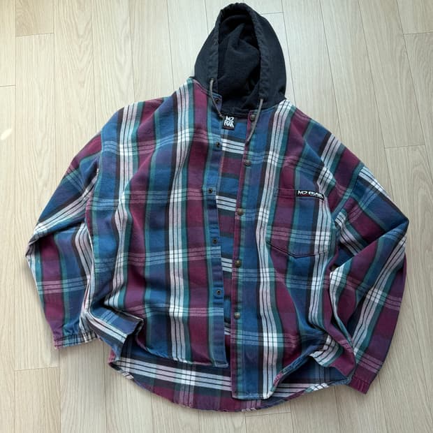 No Fear 노피어 90s 플란넬 후디 자켓