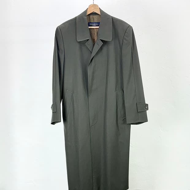 이브 생로랑 뿌르 옴므 레글런 카키리즘 트렌치 롱 코트