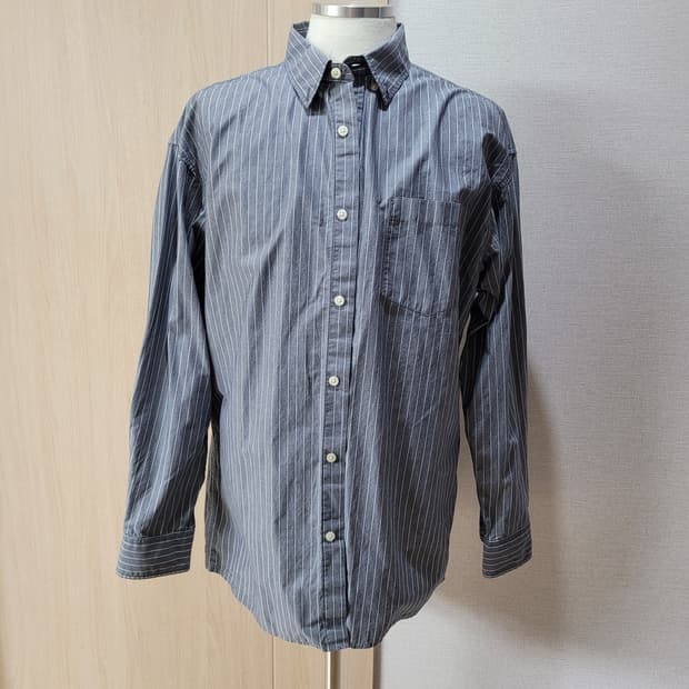 스파오 SPAO 남자 세로 스트라이프 셔츠 XL 그레이