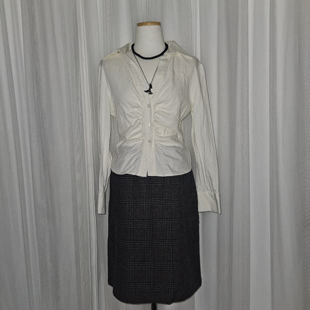 cinema club 레드 체크 앙고라 스커트 니혼진 공겜여주 히메갸루