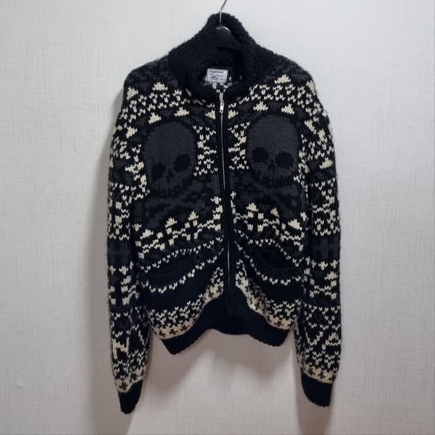 ( XL ) 밴슨 VANSON 스컬 노르딕 코위찬 니트 집업