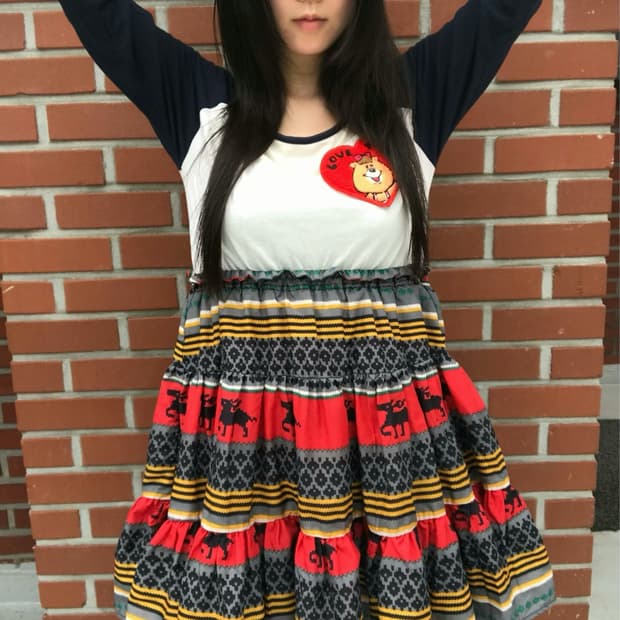 vintage patch pattern one-piece