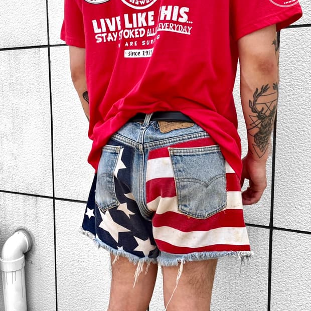 80s 리바이스 USA 빈티지 데님 커스텀 쇼츠 팬츠