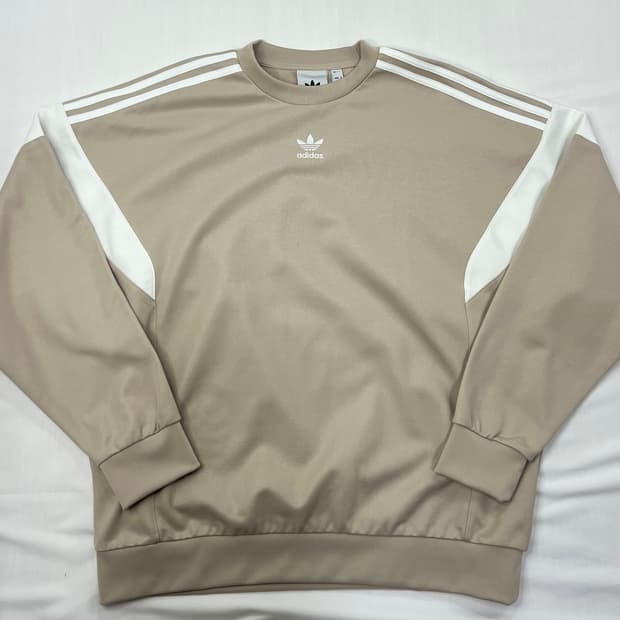 아디다스 삼선 맨투맨 베이지 L