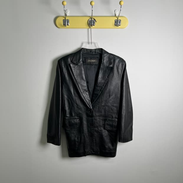 VTG 빈티지 블랙 레더 블레이저 자켓