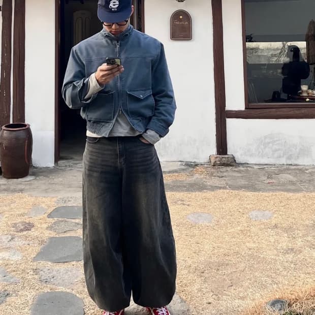 기철 벌룬핏 데님팬츠 블랙 xs