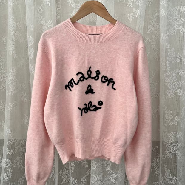 F) 로라로라 엠브리오더리 니트 핑크