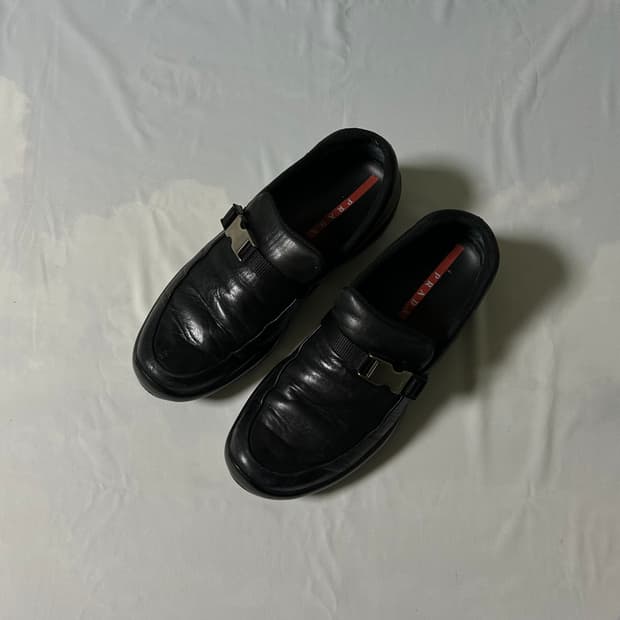 Prada sports buckle strap loafers