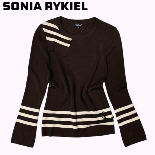 SONIA RYKIEL wool brown stripe knit
