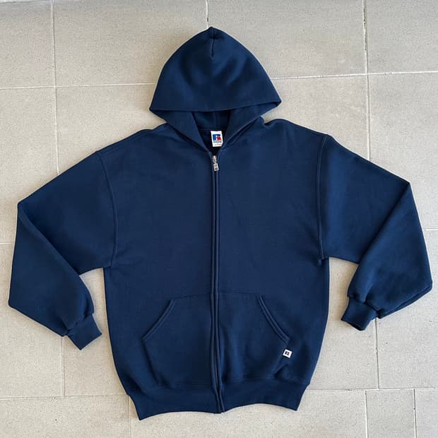 90s 빈티지 러셀 후드집업 네이비 L