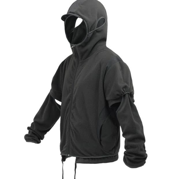 오호스 이어 홀 후디 후드 플리스 집업 차콜 (팔 없음 반팔로만 가능)