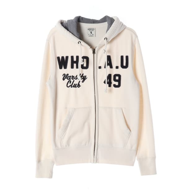 후아유 바시티 레터링 후드 집업 S