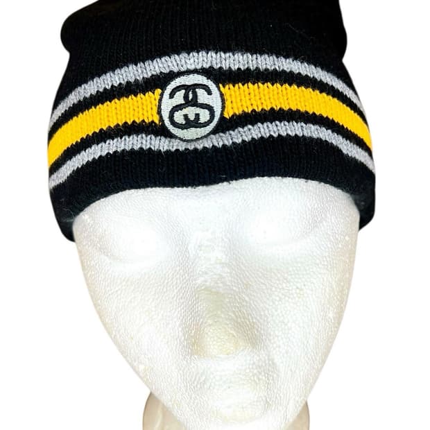 스투시 올드 스쿨 SS 링크 로고 스트라이프 비니