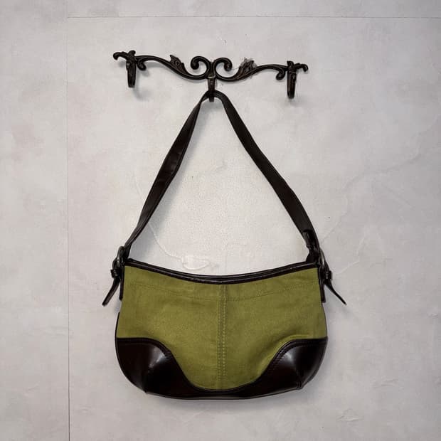 Khaki brown suede mini shoulder bag