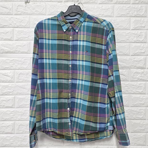 택포_ 타미힐피거 체크 남방 셔츠 XL