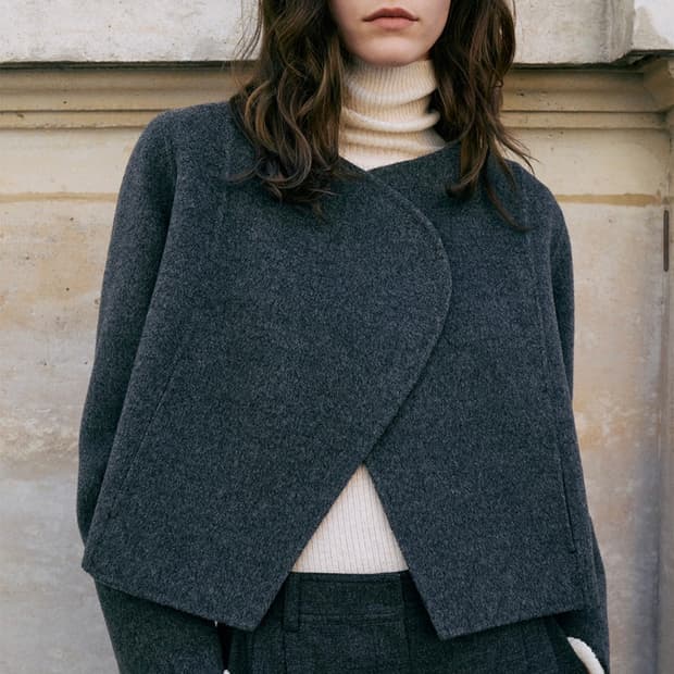 [라메레이] 커브 디테일 숏 핸드메이드 자켓 차콜