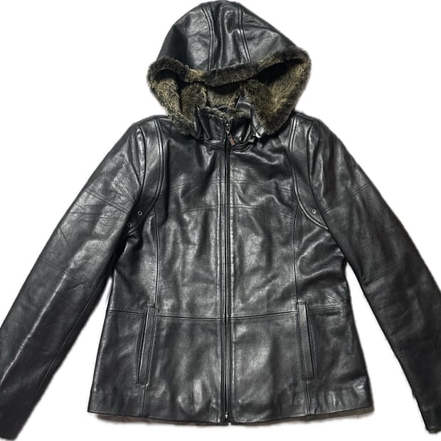 Fashion&style 퍼 레더 자켓 