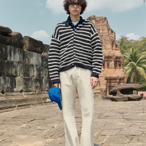 stu 스트라이프 가디건 네이비