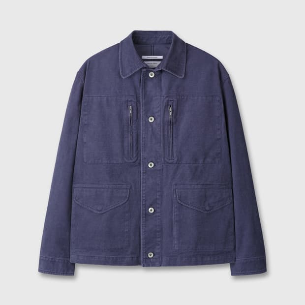 Vintage washed work jacket(Violet blue)