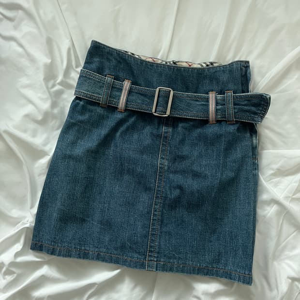 버버리 런던 데님 미니 스커트