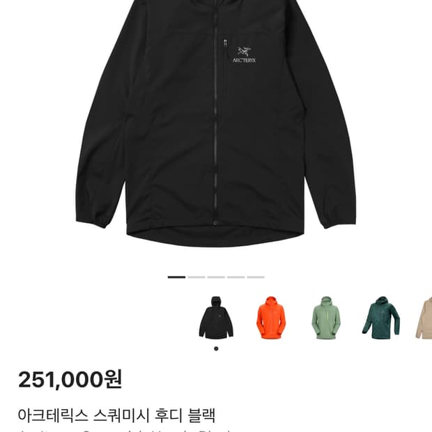 아크테릭스 스쿼미시 후디 블랙 XL