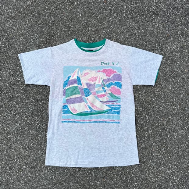 80s Made In USA MSP Gold 듀얼넥 티셔츠 M
