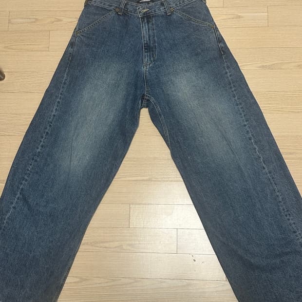 [3]해칭룸 와이드 커브진 워시드 블루