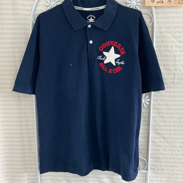 빈티지 컨버스 카라 네이비 반팔 972 y2k 스트릿 갸루 펑키 일본빈티
