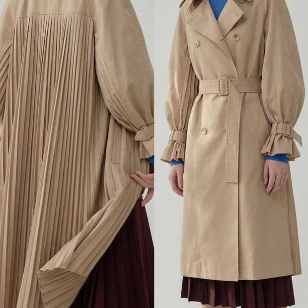 새상품) another lounge 플리츠 벌룬 트렌치코트 